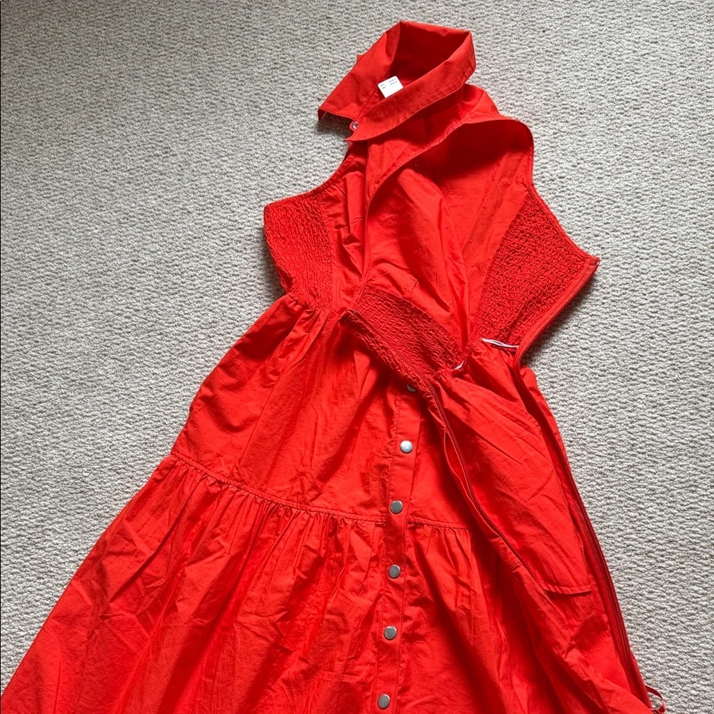 NWT Anthropologie Maeve Adaptive Red Sleeveless Shirt Dress Sz S - Picture 4 of 6